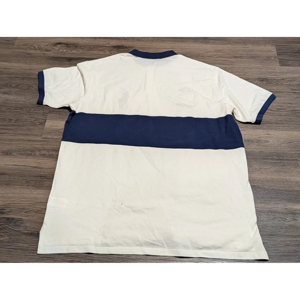 Polo Ralph Lauren Yacht Club Marine Tour Big Pony Polo Shirt Cream Navy 2XB
